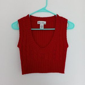 Cropped Red Sweater Vest/ Bralette
